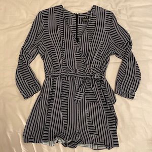 TopShop Striped Romper with Wrap Front